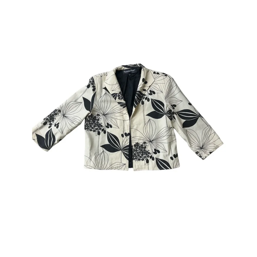 Painted Pony Vintage Floral Flower Thick Tapestry‎ Oversized Jacket Size Small